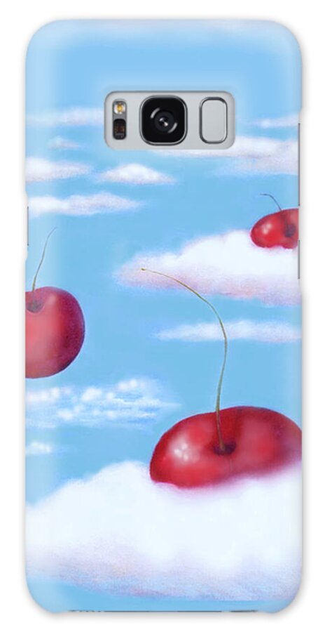 Clouds Galaxy Case featuring the painting Falling Cherries thru Clouds by Mary Ann Leitch