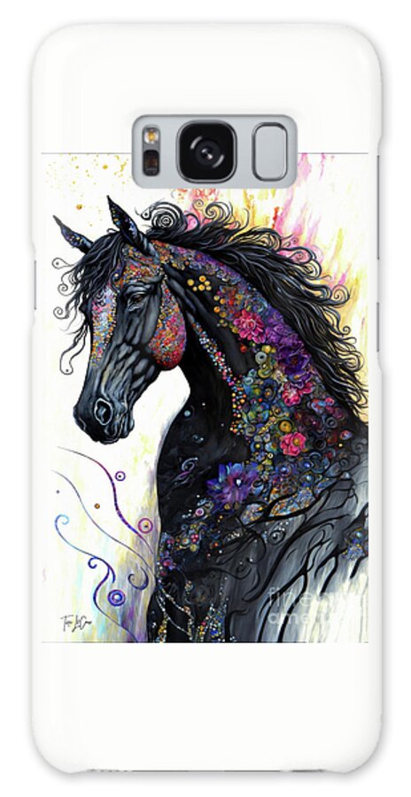Black Stallion Galaxy Case featuring the painting Fancy Black Stallion 2 by Tina LeCour