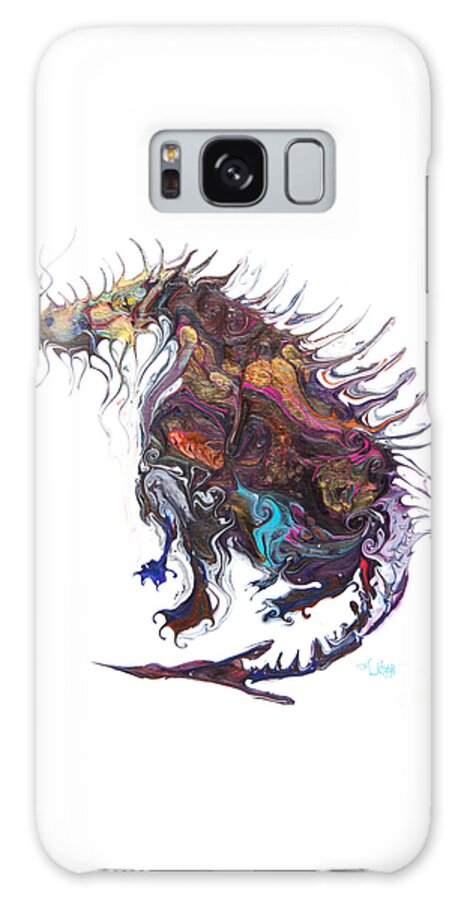 Fantasy Creature Moose-dragon Imaginary Creature Galaxy Case featuring the painting Fantasy Moose Dragon by Priscilla Batzell Expressionist Art Studio Gallery