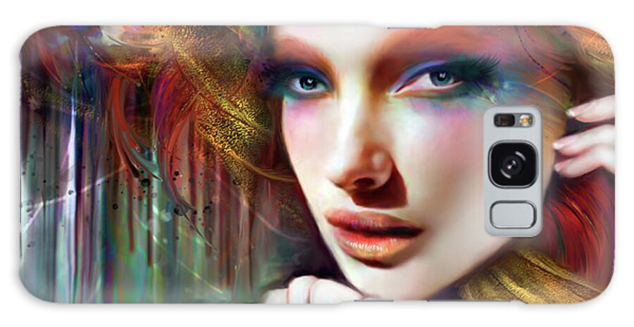 Portrait Galaxy Case featuring the digital art Feather and Flame by Jaimy Mokos