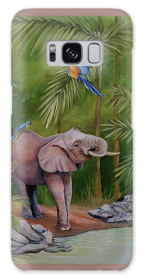 Elephant Galaxy Case featuring the painting Feathered Friends by Connie Rish