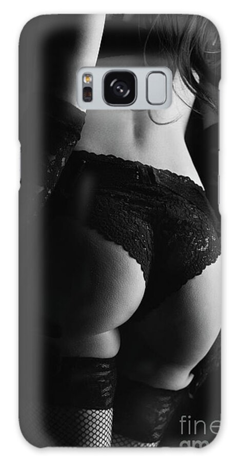 Woman Galaxy Case featuring the photograph Female sensual torso in black laced lingerie by Jelena Jovanovic
