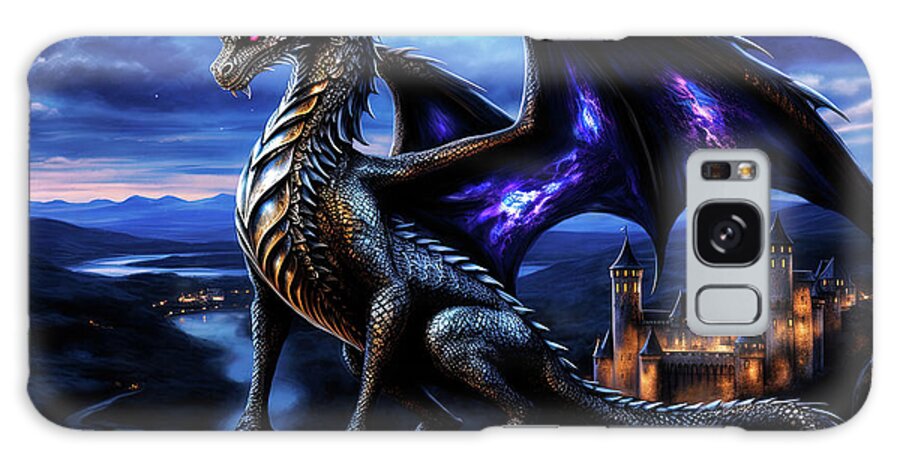 Fantasy Galaxy Case featuring the painting Fernyiges, the Lord of Black Dragons - 07 by AM FineArtPrints