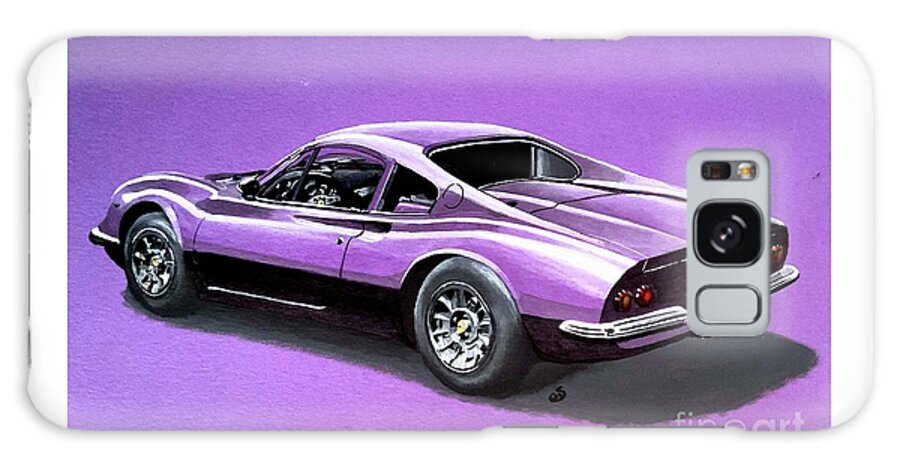 Ferrari Galaxy Case featuring the painting Ferrari Dino Purple Acrylic Painting by Moospeed Art