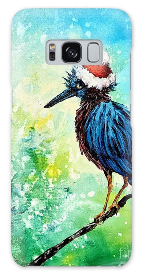 Heron Galaxy Case featuring the painting Festive Winter Heron by Zan Savage