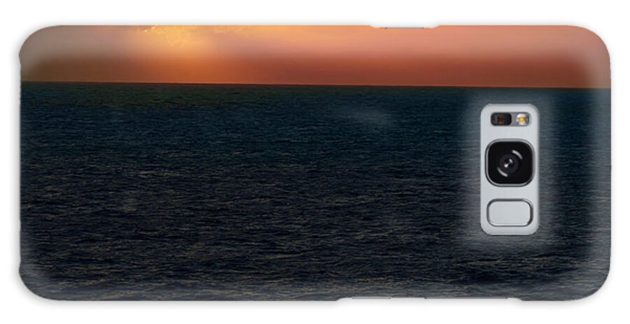 Water; Sunset; Ocean; Travel; Color Galaxy Case featuring the photograph Fiery Sunset by AE Jones