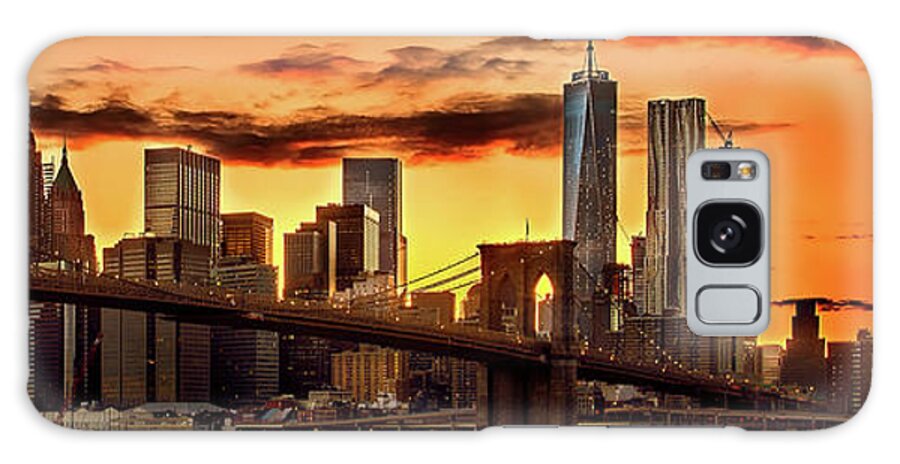 New York City Galaxy Case featuring the photograph Fiery Sunset Over Manhattan by Az Jackson