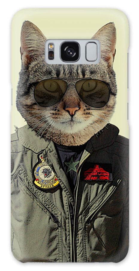Cat Galaxy Case featuring the mixed media Fighter pilot cat by Madame Memento