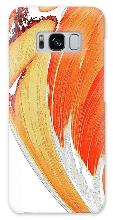 Orange Galaxy Case featuring the painting Fire Water On White 3 Orange Abstract Art by Sharon Cummings