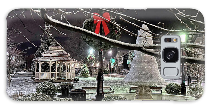 Snow Galaxy Case featuring the photograph First snow, Tamaqua Depot Square Park by Donald Serfass