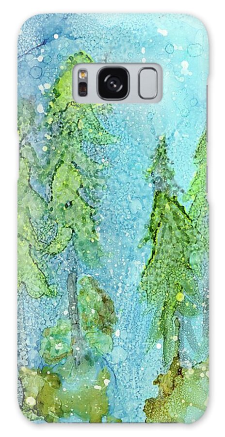 Blue Galaxy Case featuring the painting First Snowfall by Katy Bishop