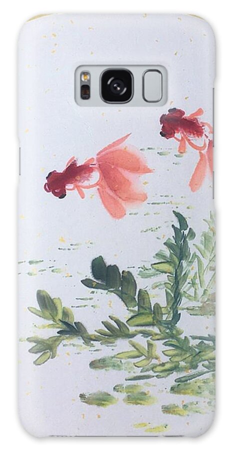 Gold Galaxy Case featuring the painting Fishes Joy by Carmen Lam
