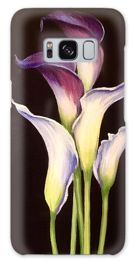 Paintings Galaxy Case featuring the painting Five Calla Lilies by Sherrell Rodgers