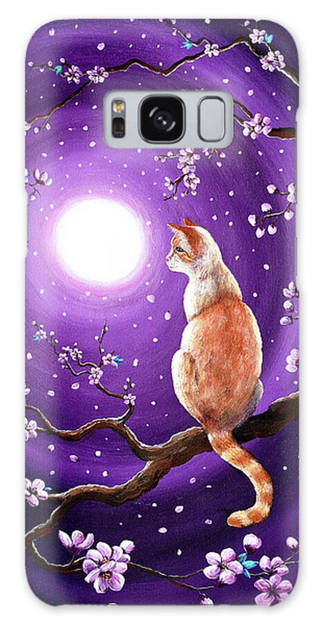 Red Point Galaxy Case featuring the painting Flame Point Siamese Cat in Dancing Cherry Blossoms by Laura Iverson