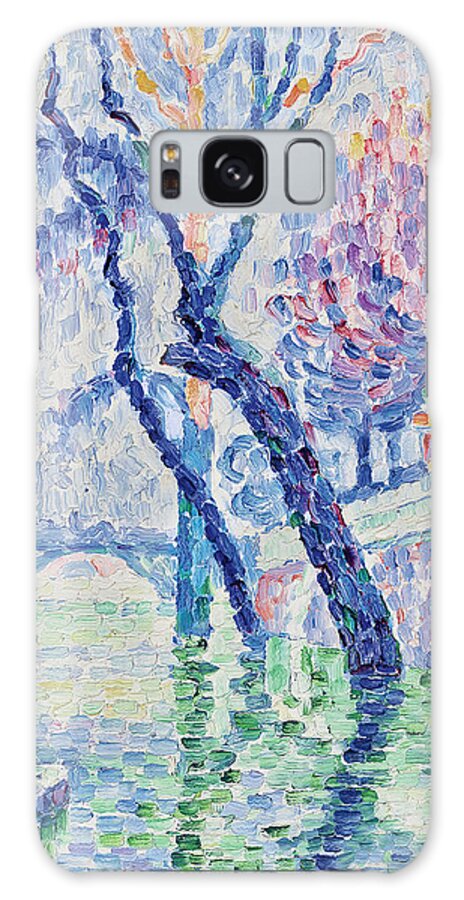 Pont Des Arts Galaxy Case featuring the painting Flood by Paul Signac by Mango Art