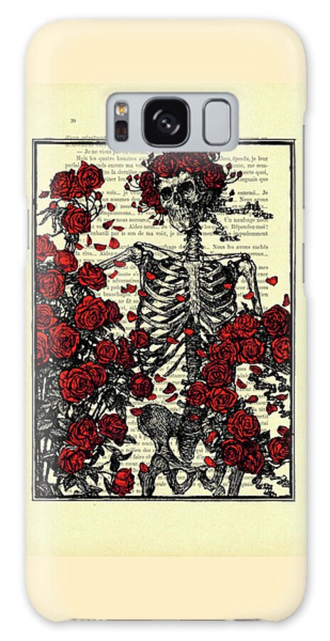 Skeleton Galaxy Case featuring the mixed media Floral skeleton by Madame Memento