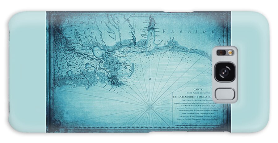 Florida Map Galaxy Case featuring the photograph Florida and Louisiana Coasts Vintage Nautical Map 1778 Ocean Blue by Carol Japp