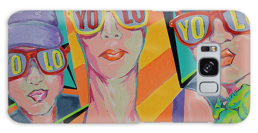 Acrylic Painting On Canvas Galaxy Case featuring the painting Florida Girls YOLO by Jane Crabtree