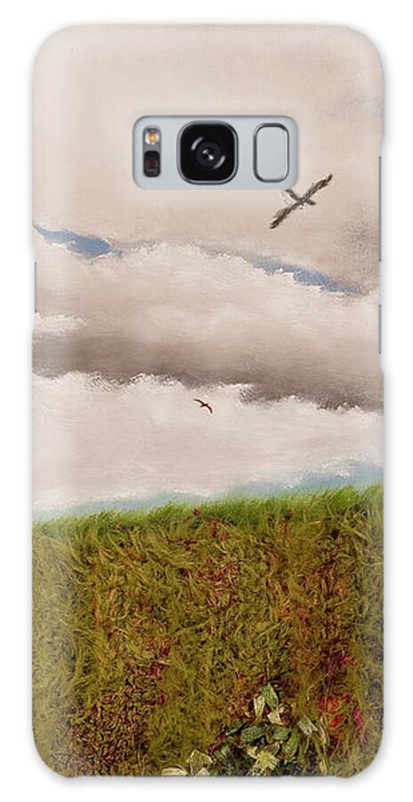 Flowers Galaxy Case featuring the mixed media Flower Field by Wendy Golden