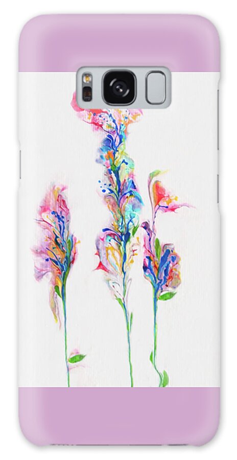 Colorful Flowers Galaxy Case featuring the painting Flower Jazz by Deborah Erlandson