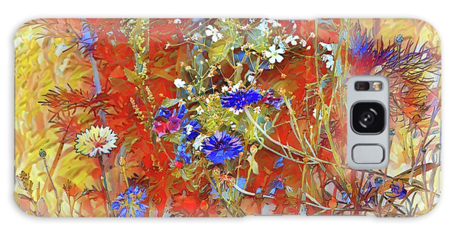 Flower Meadow Galaxy Case featuring the painting Flower meadow with cornflowers Impressionism by Patricia Piotrak