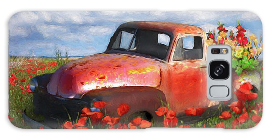 Old Galaxy S8 Case featuring the photograph Flower Truck in Poppies Painting by Debra and Dave Vanderlaan
