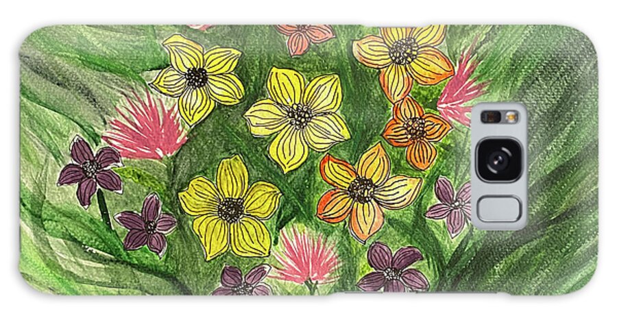 Flowers Galaxy Case featuring the mixed media Flowers by Lisa Neuman