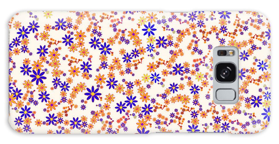 Multicolored Flowers Ivory Computer Graphic Digital Art Face Mask Covid-19 Galaxy Case featuring the digital art Flowers on Ivory by Miriam A Kilmer