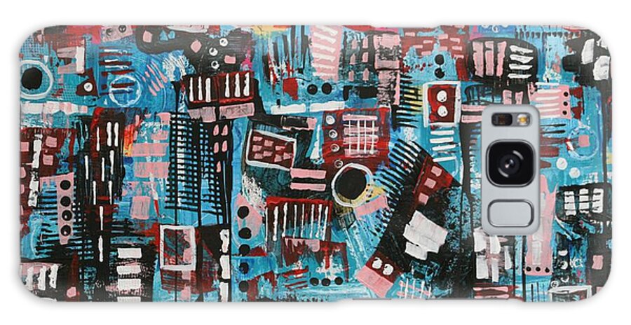 Abstract City Galaxy Case featuring the painting Fly-Over by Jean Clarke