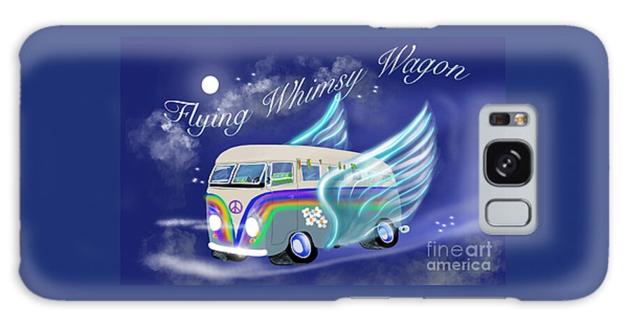 Bus Galaxy Case featuring the digital art Flying Whimsy Wagon by Doug Gist