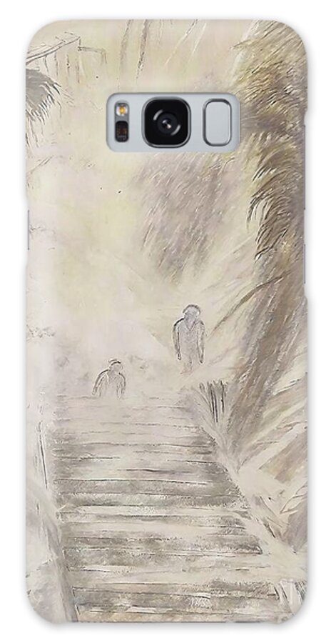 Sea Galaxy Case featuring the painting Fog on the Gulf Painting sea early morning fog mist ocean chinese painting illustration ink landscape ink painting landscape painting mountain stone traditional chinese painting advert advertisement by N Akkash