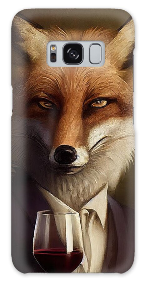 Wild Galaxy Case featuring the painting Fox Having Drink by N Akkash