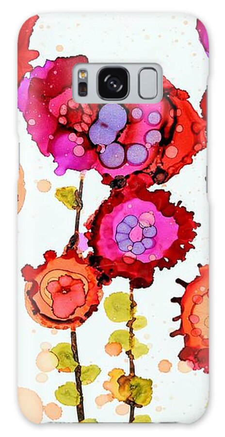 Floral Galaxy Case featuring the painting Frantic Flowers by Beth Kluth