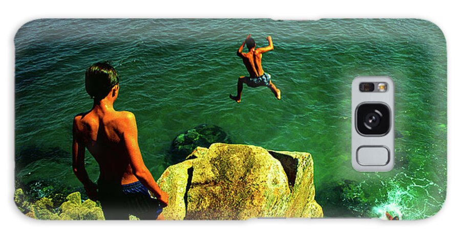 Cliff Diving Galaxy Case featuring the photograph Free Fall - Cliff Jumping, Mediterranean, France by Earth And Spirit