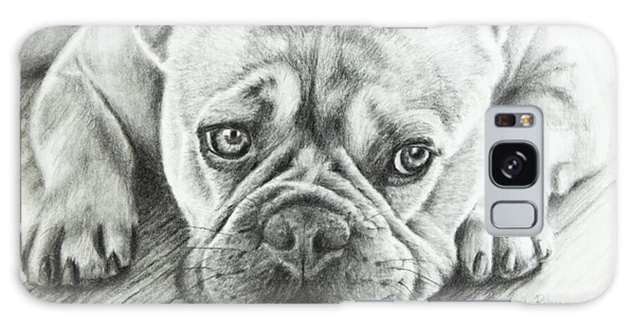 Bulldog Galaxy Case featuring the drawing Frenchie by Kirsty Rebecca