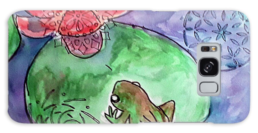 Watercolor Galaxy Case featuring the painting Frog Lotus by Loretta Nash