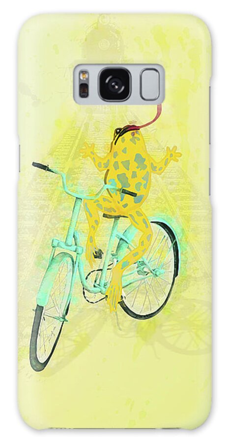 Frog Galaxy Case featuring the digital art Frog on a Bike by Erika Weber