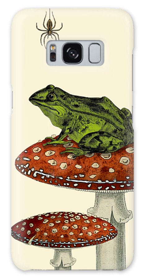 Frog Galaxy Case featuring the mixed media Frog on a toadstool by Madame Memento