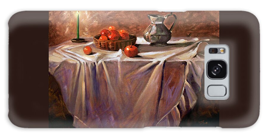 Still Life Galaxy Case featuring the painting Fruit by Candle Light by Nancy Griswold