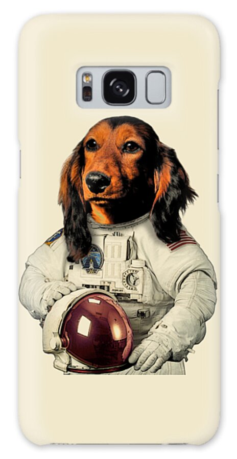 Dachshund Galaxy Case featuring the digital art Funny Dachshund Cosmonaut by Madame Memento