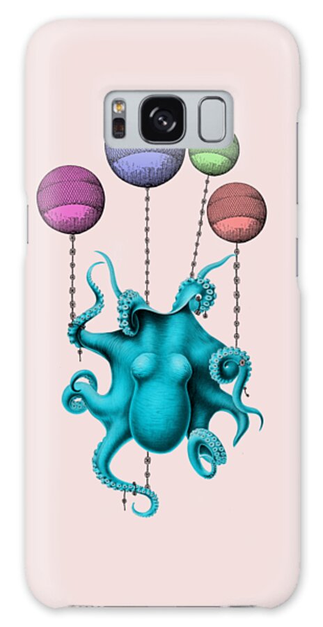Octopus Galaxy Case featuring the digital art Funny Octopus In Soft Pastel Colors by Madame Memento