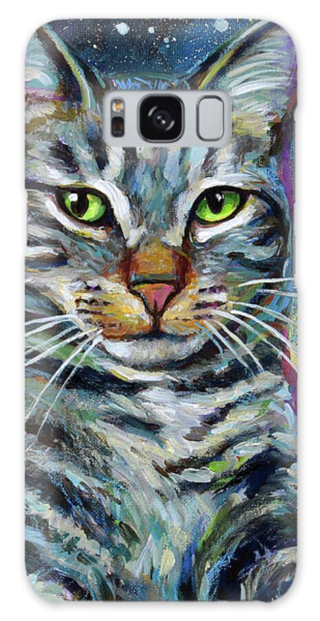 Space Galaxy Case featuring the painting Galactic Cat In Space Painting by Robert Phelps by Robert Phelps