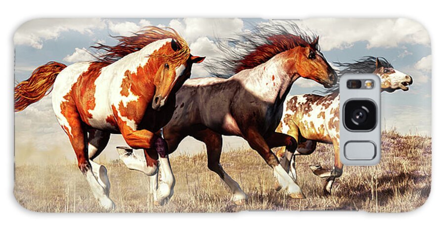 Gallop Galaxy Case featuring the digital art Galloping Mustangs by Daniel Eskridge