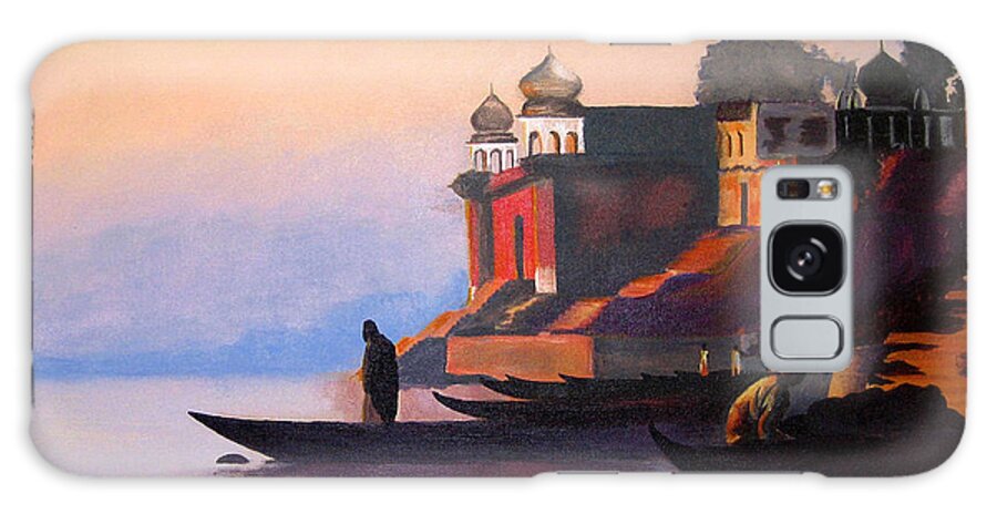 Landscape Galaxy Case featuring the painting Ganges at Dawn by Art Nomad Sandra Hansen