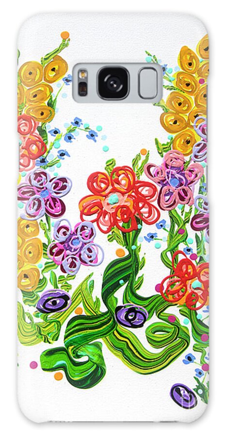 Colorful Florals Galaxy Case featuring the painting Garden Circus by Jane Arlyn Crabtree