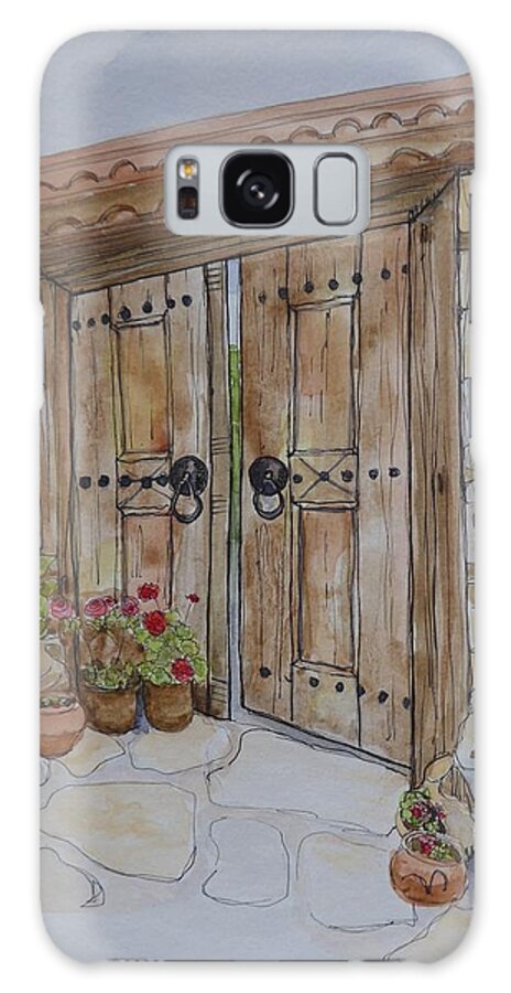 Antique Door Galaxy Case featuring the painting Garden door by Lisa Mutch