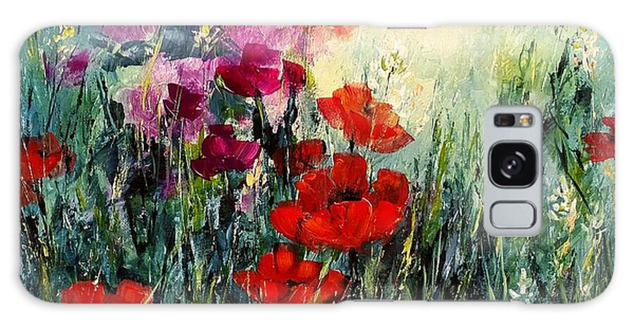Poppy Galaxy Case featuring the painting Garden Melody by Zan Savage