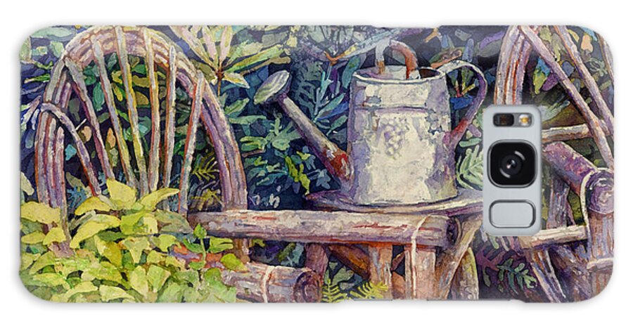 Garden Galaxy Case featuring the painting Garden Retreat - Wooden Chairs by Hailey E Herrera