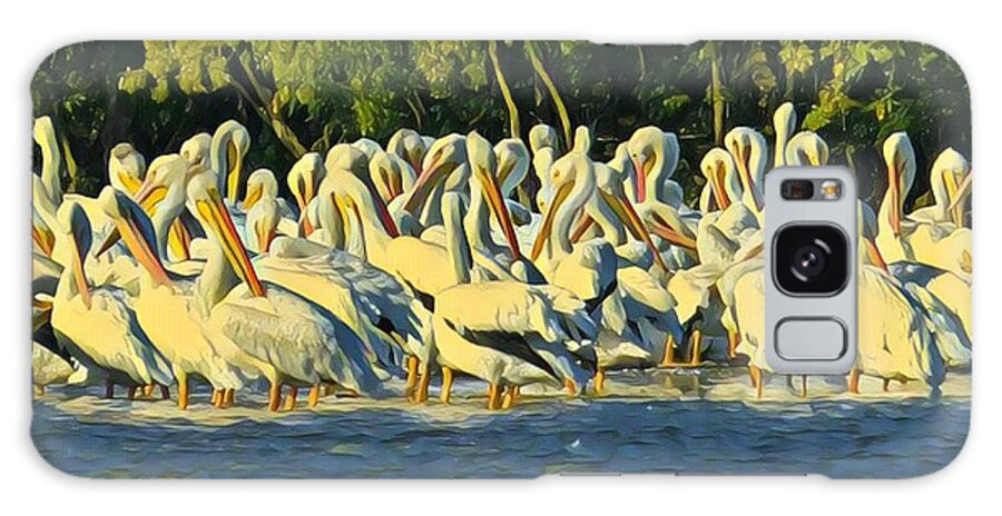 Pelican Galaxy Case featuring the painting Gathering of Pelicans by Marilyn Smith