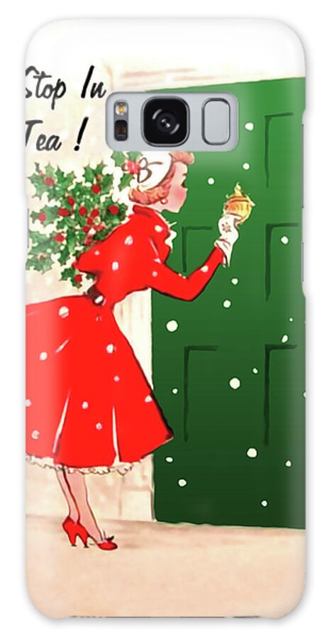 Girl Red Dress Galaxy Case featuring the digital art Girl at the door by Long Shot